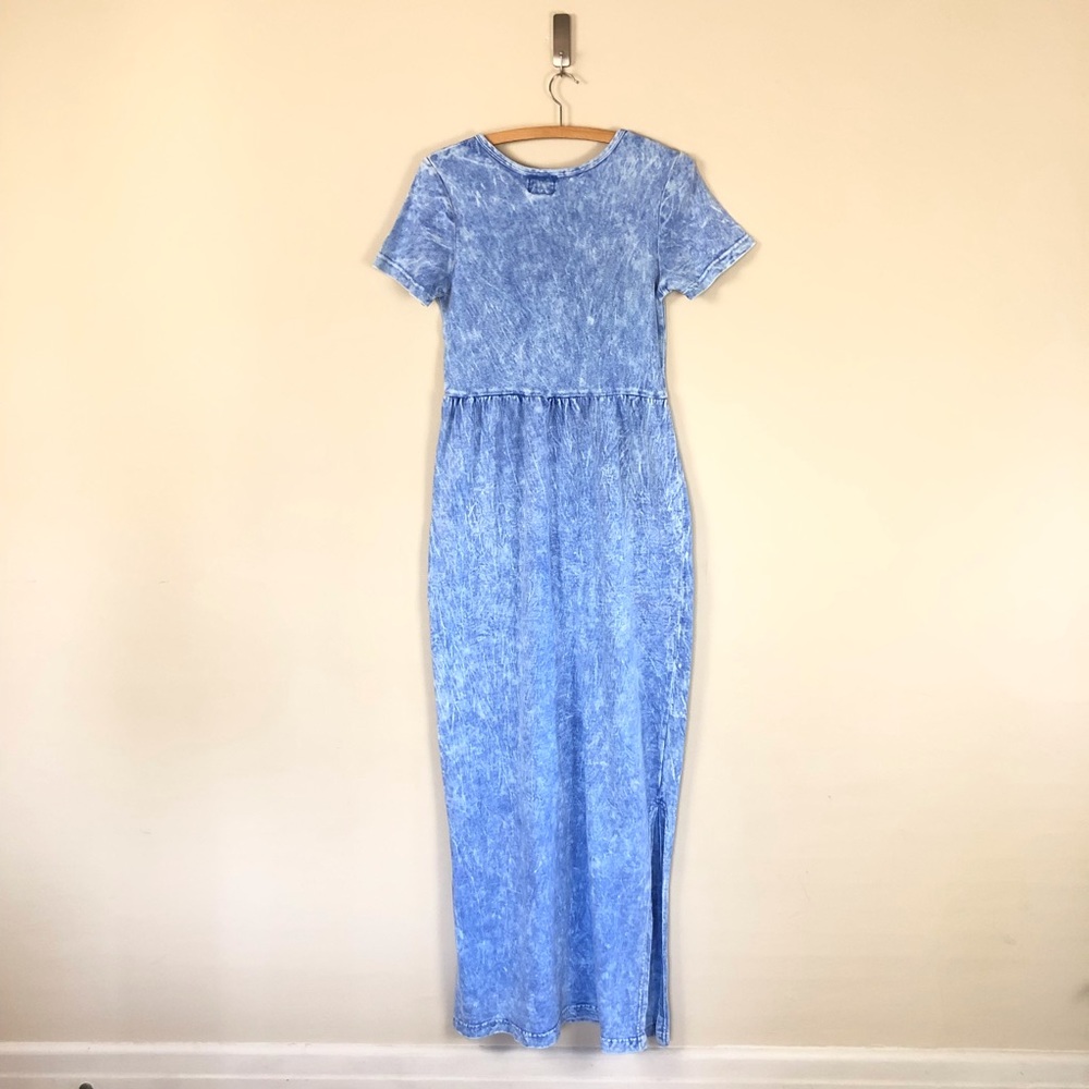 vintage 90s acid washed faux denim jean dress tie dye maxi t shirt grunge y2k - Picture 5 of 10